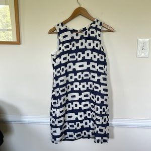 Linen navy and white mini classic shift